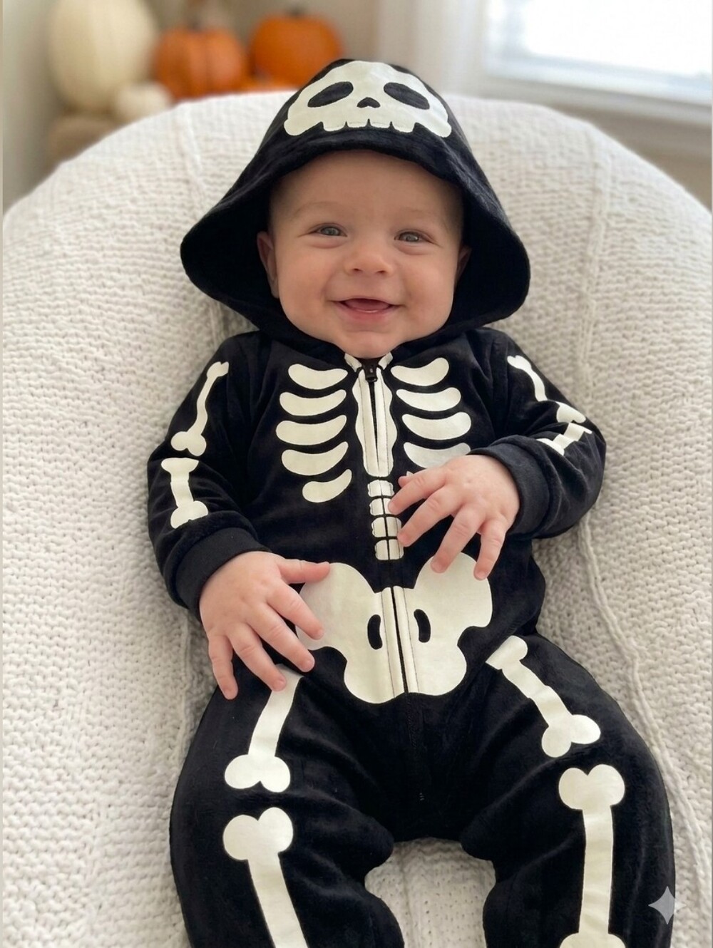 Skeleton Glow In The Dark Halloween Costume Size 6-9 Months New